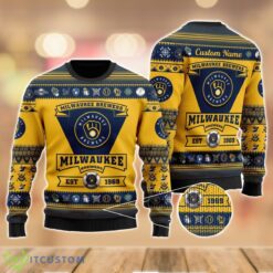 Milwaukee Brewers Football Team Logo Custom Name Sport Team Gift Ugly Christmas Sweater Product Photo 1