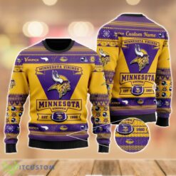 Minnesota Vikings Football Team Logo Custom Name Sport Team Gift Ugly Christmas Sweater Product Photo 1