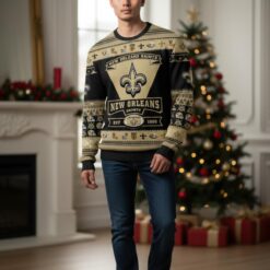 New Orleans Saints Football Team Logo Custom Name Sport Team Gift Ugly Christmas Sweater Product Photo 2