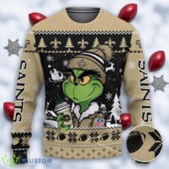 New Orleans Saints The Grinch Drink Coffee Ugly Christmas Sweater NFL Fans Sport Christmas Sweater Product Photo 1