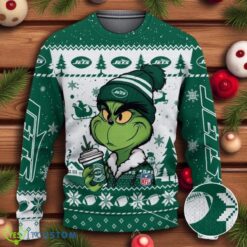 New York Jets The Grinch Drink Coffee Ugly Christmas Sweater NFL Fans Sport Christmas Sweater Product Photo 1
