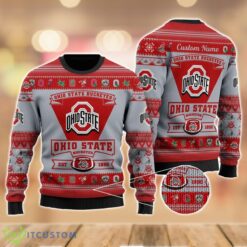 Ohio State Buckeyes Football Team Logo Custom Name Sport Team Gift Ugly Christmas Sweater Product Photo 1
