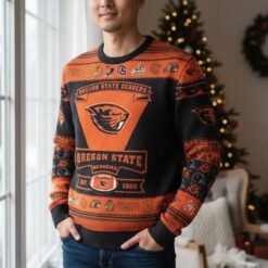 Oregon State Beavers Football Team Logo Sport Team Gift Ugly Christmas Sweater Product Photo 2