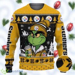 Pittsburgh Steelers The Grinch Drink Coffee Ugly Christmas Sweater NFL Fans Sport Christmas Sweater Product Photo 1
