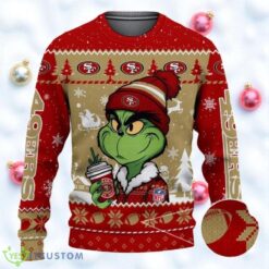 San Francisco 49ers The Grinch Drink Coffee Ugly Christmas Sweater NFL Fans Sport Christmas Sweater Product Photo 1