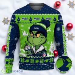 Seattle Seahawks The Grinch Drink Coffee Ugly Christmas Sweater NFL Fans Sport Christmas Sweater Product Photo 1
