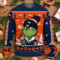 The Grinch Drink Coffee Denver Broncos Ugly Christmas Sweater NFL Fans Sport Christmas Sweater Product Photo 1