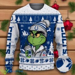 The Grinch Drink Coffee Indianapolis Colts Ugly Christmas Sweater NFL Fans Sport Christmas Sweater Product Photo 1