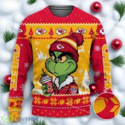 The Grinch Drink Coffee Kansas City Chiefs Ugly Christmas Sweater NFL Fans Sport Christmas Sweater Product Photo 1
