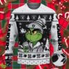 The Grinch Drink Coffee Las Vegas Raiders Ugly Christmas Sweater NFL Fans Sport Christmas Sweater Product Photo 1