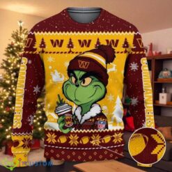 Washington Commanders The Grinch Drink Coffee Ugly Christmas Sweater NFL Fans Sport Christmas Sweater Product Photo 1