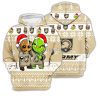 Army Black Knights Baby Groot And Grinch Best Friends 3D Pullover Hoodie Product Photo 1