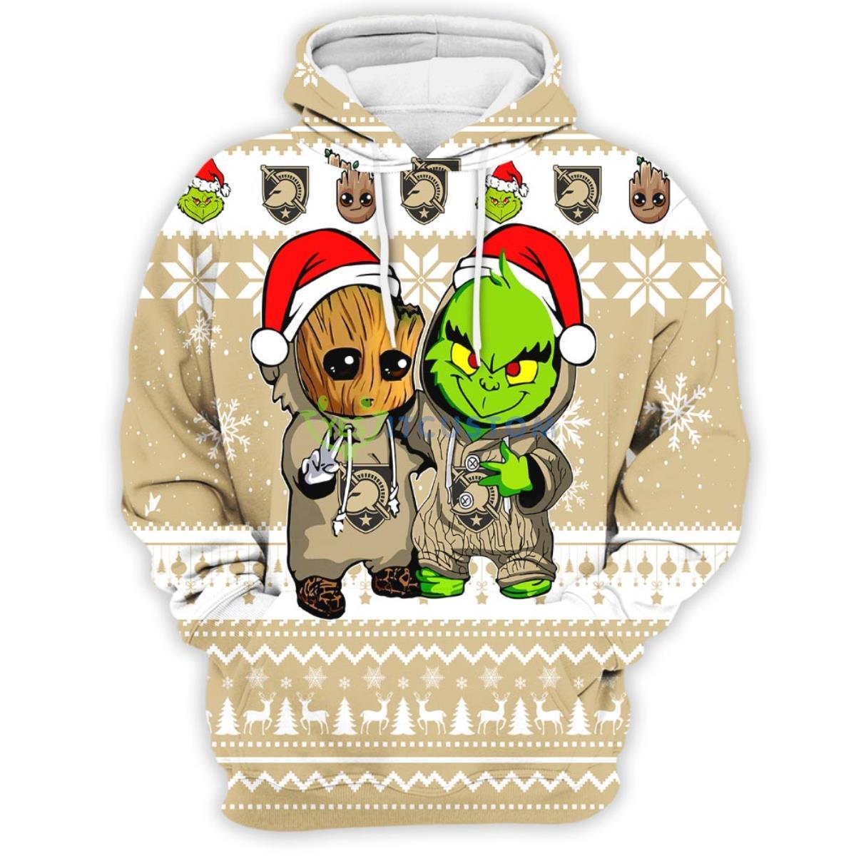 Army Black Knights Baby Groot And Grinch Best Friends 3D Pullover Hoodie 3 Army Black Knights Baby Groot And Grinch Best Friends 3D Pullover Hoodie Product Photo 3