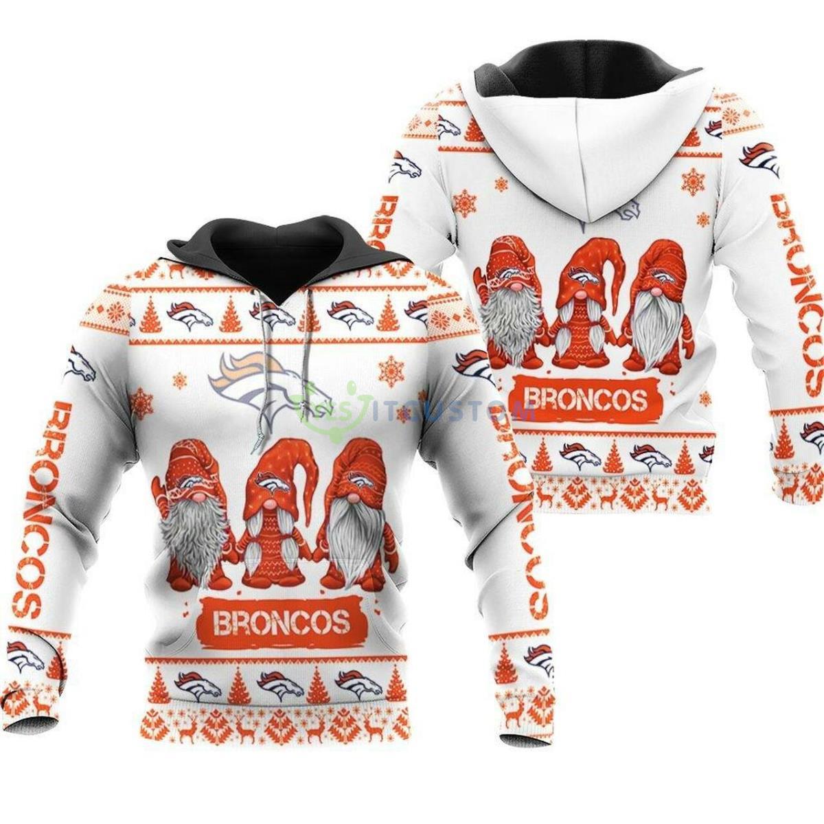 Christmas Gnomes Denver Broncos 3D Pullover Hoodie 2 Christmas Gnomes Denver Broncos 3D Pullover Hoodie Product Photo 1