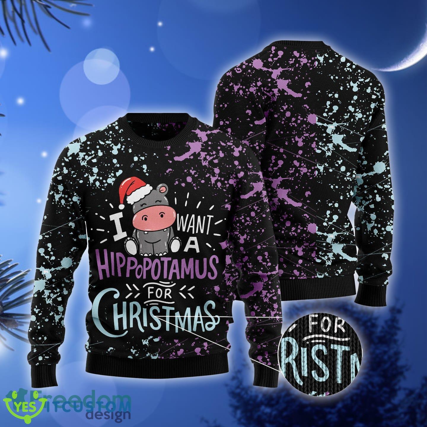 Hippo Ugly Christmas Sweater Gift Men Women 3 Hippo Ugly Christmas Sweater Gift Men Women - Hippo Christmas T2311 unisex womens & mens, couples matching, friends, funny family ugly christmas holiday sweater gifts (plus size available)_3
