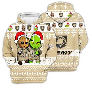 Army Black Knights Baby Groot And Grinch Best Friends 3D Pullover Hoodie 5 Army Black Knights Baby Groot And Grinch Best Friends 3D Pullover Hoodie Product Photo 2
