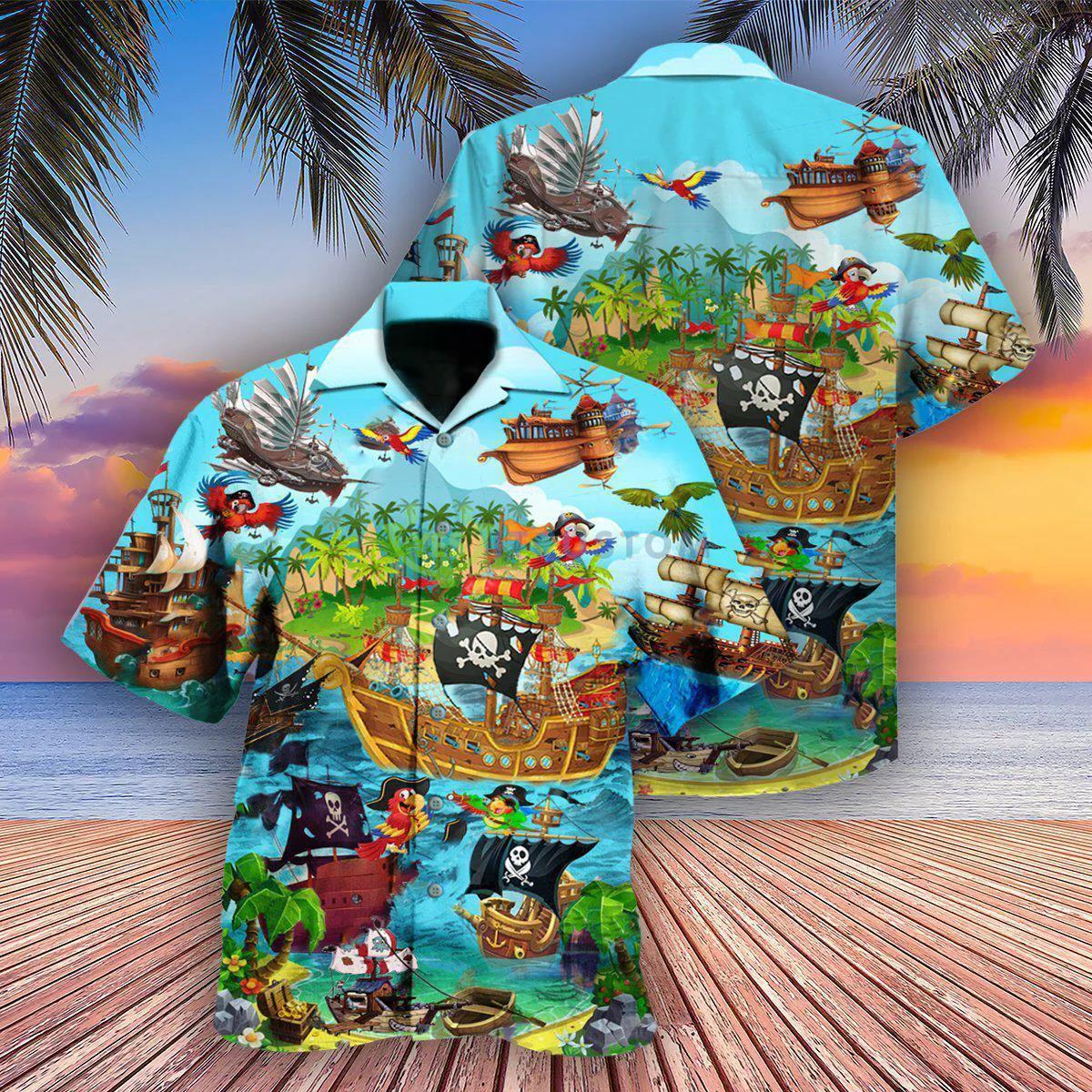 Pirate In Blue Pattern Hawaiian Shirt 4 Pirate In Blue Pattern Hawaiian Shirt Product Photo 1