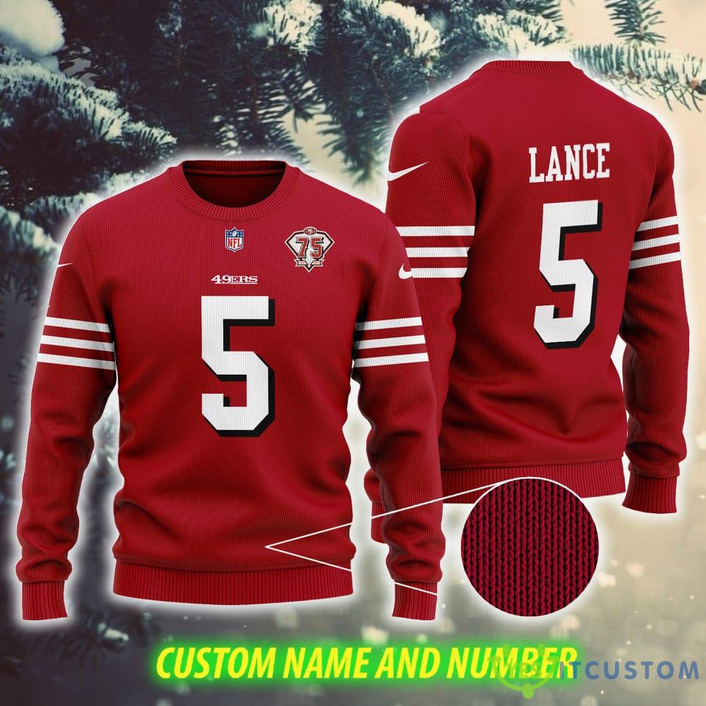 Trey Lance 5 San Francisco 49ers NFL Red Knitted Custom Number And Name Ugly Christmas Sweater Red 3 Trey Lance 5 San Francisco 49ers NFL Red Knitted Custom Number And Name Ugly Christmas Sweater Red - Trey Lance 5 San Francisco 49ers NFL Red Knitted Custom Number And Name Ugly Christmas Sweater Red